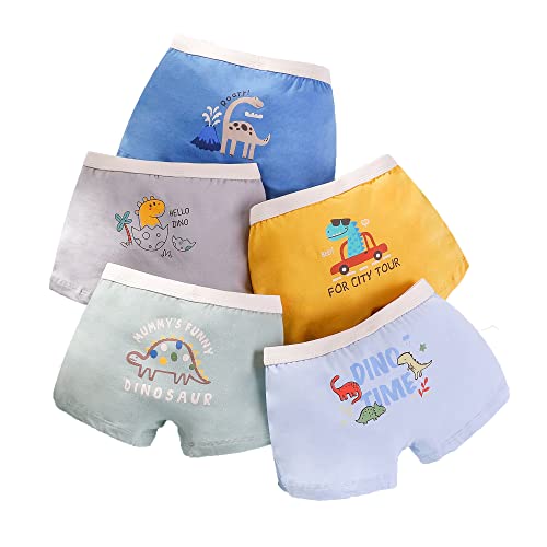 CM-Kid Boxershorts Jungen Unterhosen Kinder Unterwäsche 5er Pack Baumwolle 4-5 Jahre Dino Bunt Gr.110-116 von CM-Kid