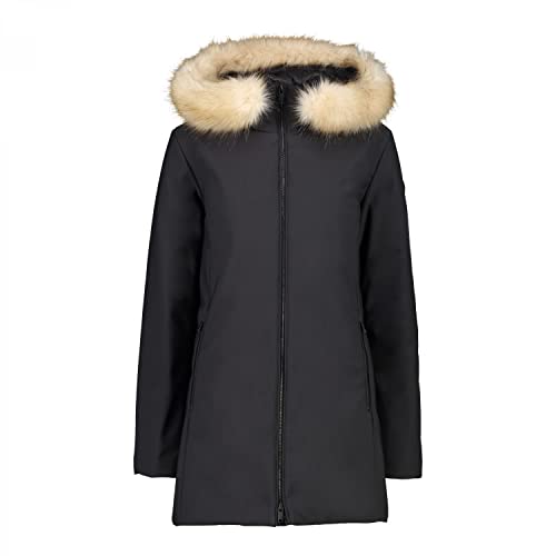 CMP Damen Softshell Long Coat Synthetic Fur, Schwarz, 42 von CMP