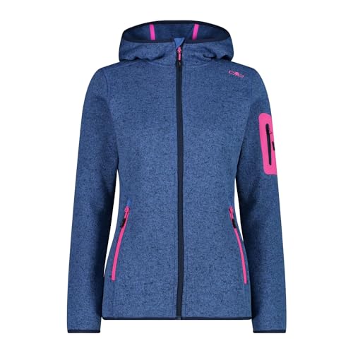 CMP Damen Strickjacke mit Fester Kapuze, Provence-Blau, D 34 von CMP