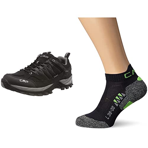 CMP Herren Rigel Low Shoe WP Trekking-& Wanderhalbschuhe, Nero-Grey, 46 EU Herren Running Skinlife Socken von CMP