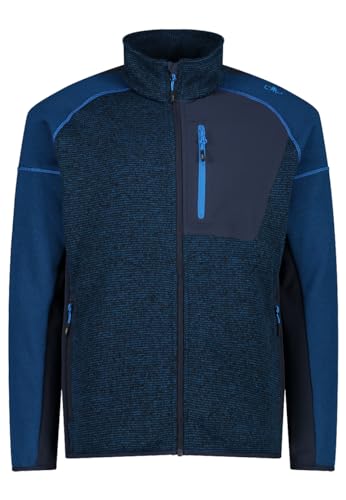 CMP M Jacket Jacquard Iii Blau - Warme komfortable Herren Strickfleece Jacke, Größe 58 - Farbe Petrol - B. Blue von CMP