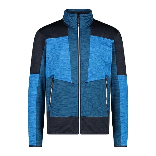 CMP M Jacket Melange Grid Tech Colorblock-Blau - Leichte atmungsaktive Herren Fleece Jacke, Größe 52 - Farbe Petrol von CMP