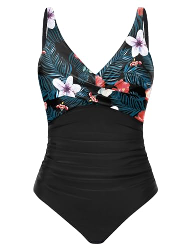 CMTOP Badeanzug Damen Bauchweg V Ausschnitt Einteiliger Badeanzüge Pushup Schlankheits Bademode One Piece Rüschen Bauchkontrolle Schwimmanzug Ruched Swimsuit Strandmode mit Bügel(Blümchenmuster 1,L) CMTOP Badeanzug Damen Bauchweg V Ausschnitt Einteiliger Badeanzüge Pushup Schlankheits Bademode One Piece Rüschen Bauchkontrolle Schwimmanzug Ruched Swimsuit Strandmode mit Bügel(Blümchenmuster 1,L) von CMTOP