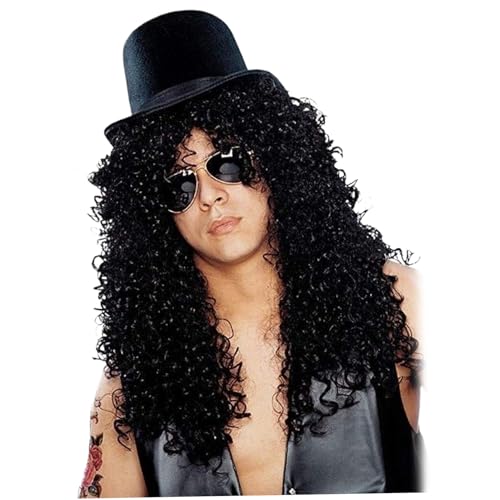 80er Perücken für Männer Retro Punk Rock Long Curly Rockstar Perücken Heavy Metal Hippy Perücke mit Hut & Brille für Halloween -Kostümparty ... 80er Perücken für Männer Retro Punk Rock Long Curly Rockstar Perücken Heavy Metal Hippy Perücke mit Hut & Brille für Halloween -Kostümparty ... von CNAFGBGG