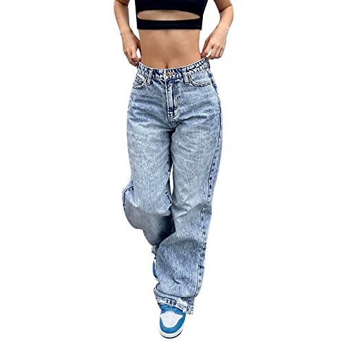 Baggy Jeans Damen Y2k Hose Straight Leg Jeans Damen High Waist Stretch Denim Hosen Weites Bein Jeanshosen Casual Lose Damenhose Freizeithose Wide Leg Hose Used-Look Mädchen Streetwear Schlaghose Baggy Jeans Damen Y2k Hose Straight Leg Jeans Damen High Waist Stretch Denim Hosen Weites Bein Jeanshosen Casual Lose Damenhose Freizeithose Wide Leg Hose Used-Look Mädchen Streetwear Schlaghose von CNNBYYDS