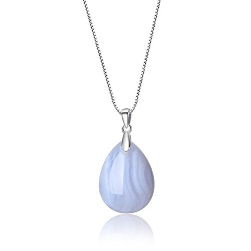 COAI Damen 925s Halskette aus Edelsteine Träne der Engel Anhänger (Chalcedon) von COAI