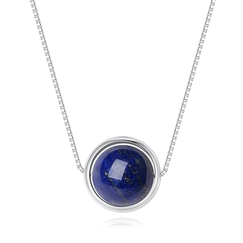 COAI Geschenkideen Damen 925 Sterling Silber Filigrane Halskette mit Perle Anhänger aus Lapislazuli von COAI