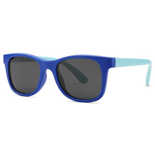 COASION Kinder Sonnenbrille 4-12 Jahre Jungen Polarisierte Kindersonnenbrille UV400 Schutz Verstellbar Silikonrahmen Sonnenbrille für Mädchen Jungen-Blau/Grau COASION Kinder Sonnenbrille 4-12 Jahre Jungen Polarisierte Kindersonnenbrille UV400 Schutz Verstellbar Silikonrahmen Sonnenbrille für Mädchen Jungen-Blau/Grau von COASION