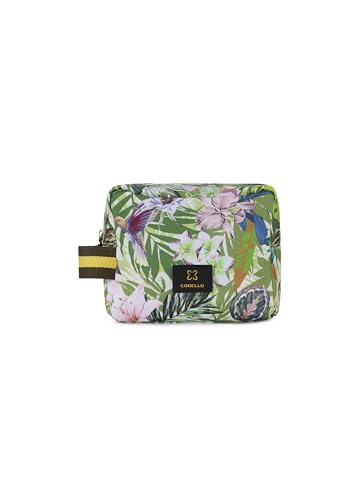 Kosmetiktasche aus recyceltem Polyester mit floralem Exotik-Print von CODELLO