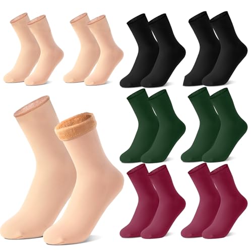 COEKI 8 Paar Thermosocken Damen Winter Dicke Socken mit Samt gefütterte Damensocken Wintersocken thermische Plüschsocken Kuschelige Bodensocken Stiefelsocken Unisex von COEKI