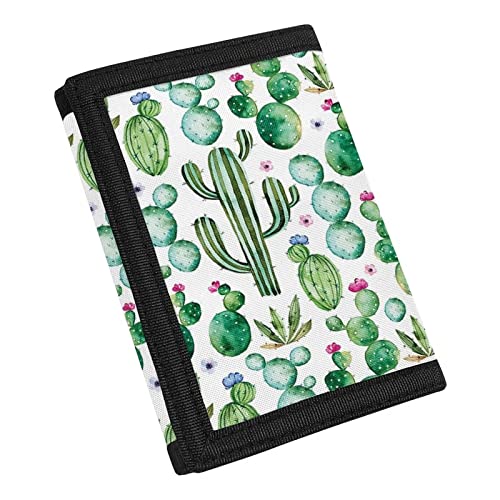COEQINE Mädchen-Druck-Brieftasche, kleine dreifach gefaltete ästhetische Brieftaschen, Teenager-Mädchen, Geldtasche mit Blume, cactus von COEQINE