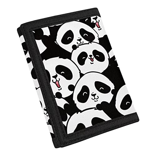 COEQINE Hawaii-Stil, leicht, dreifach gefaltet, Geldbeutel-Organizer, Kreditkartenfach mit Münztasche für Reisen, Panda von COEQINE