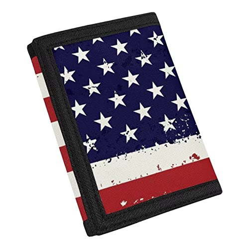 COEQINE Jungen-Geldbörse mit amerikanischer Flagge, dreifach gefaltet, großes Fassungsvermögen, 9-18 Jahre, Geldbeutel mit Münzbeuteln, US-Flagge von COEQINE