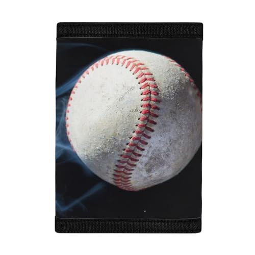 COEQINE Katze Geldbörse Trifold Schwarz für Teens Jungen Geldbeutel Orangizer Mit Münzfach Outdoor Sport Für Reise Zubehör, 3D Baseball von COEQINE