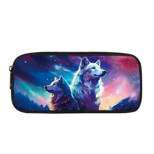 COEQINE Wolf-Federmäppchen für Jungen im Alter von 9–12 Jahren, cooles Tiermuster, Stiftehalter für den Schreibtisch, langlebiger Stiftehalter, Galaxy Wölfe, Einheitsgröße, Taschen-Organizer von COEQINE