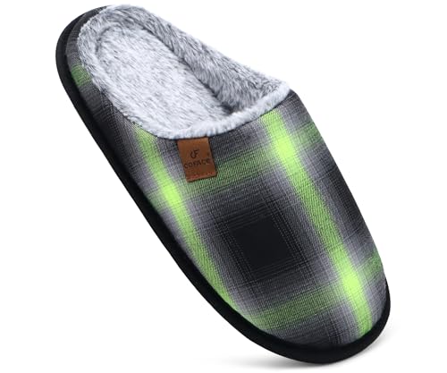 COFACE Herren Rückstellschaum hausschuhe, warme plaid Pantoffeln für manner, flauschig plüsch Gefüttert mit Rutschfeste Gummisohle Grün Schwarz Größe 44EU COFACE Herren Rückstellschaum hausschuhe, warme plaid Pantoffeln für manner, flauschig plüsch Gefüttert mit Rutschfeste Gummisohle Grün Schwarz Größe 44EU von COFACE