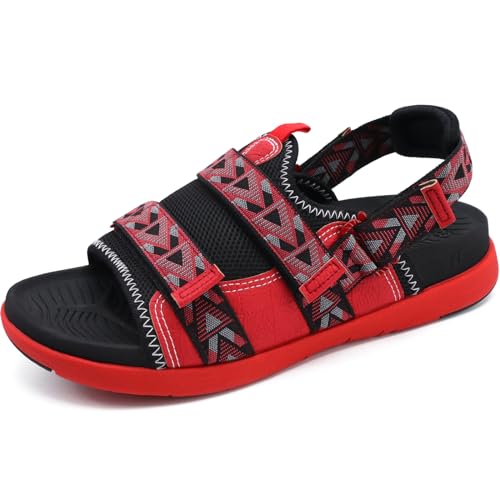 COFACE Sandalen Herren Outdoor Sport Sandalen Arch Support Leichte Trekking Strand Leder Sandalen für Herren Wander Sandalen Klettverschluss 44 von COFACE