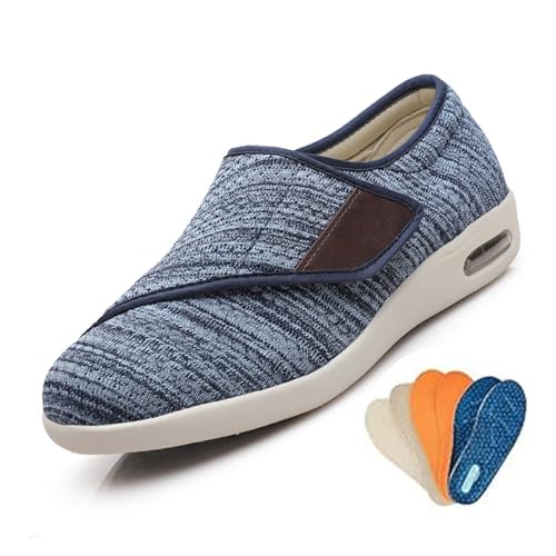 COITROZR Diabetikerschuhe Unisex, Extra Weit Einstellbare Schuhe, Aufgeblähte Füße Schuhe, rutschfest Atmungsaktiv Ödem Klettverschluss Schuhe ohne Naht (Color : Blue, Size : 35 EU) von COITROZR