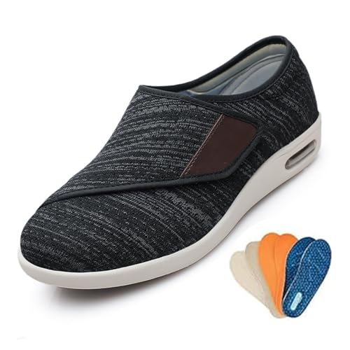 COITROZR Diabetikerschuhe Unisex, Extra Weit Einstellbare Schuhe, Aufgeblähte Füße Schuhe, rutschfest Atmungsaktiv Ödem Klettverschluss Schuhe ohne Naht (Color : Gray, Size : 40 EU) von COITROZR