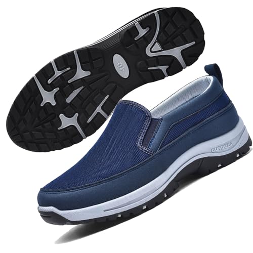 COITROZR Orthopädische Wanderschuhe for Herren Gestrickt Atmungsaktiv Mesh-Schuhe Atmungsaktiv Wärmeableitend Abriebfest for Hineinschlüpfen for Outdoor-Wanderschuhe (Color : Blue, Size : 44 EU) von COITROZR