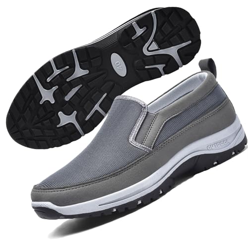 COITROZR Orthopädische Wanderschuhe for Herren Gestrickt Atmungsaktiv Mesh-Schuhe Atmungsaktiv Wärmeableitend Abriebfest for Hineinschlüpfen for Outdoor-Wanderschuhe (Color : Gray, Size : 42 EU) von COITROZR