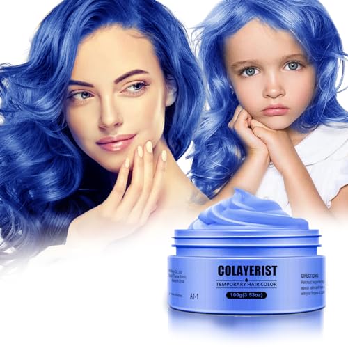 COLAYERIST Blau Temporäre Haarfarbe Auswaschbar, Haarfarbe Wachs für Männer und Frauen, Haarmascara für Partys oder Cosplay, Haarfärbeprodukte ohne Unordnung COLAYERIST Blau Temporäre Haarfarbe Auswaschbar, Haarfarbe Wachs für Männer und Frauen, Haarmascara für Partys oder Cosplay, Haarfärbeprodukte ohne Unordnung von COLAYERIST