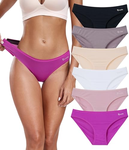 COLORFULLEAF Modal Unterwäsche Damen Unterhosen Weich Slip Panties Mehrpack Bequeme Atmungsaktiv Hipster Schlüpfer für Frauen(Pack 6C,2XL) von COLORFULLEAF