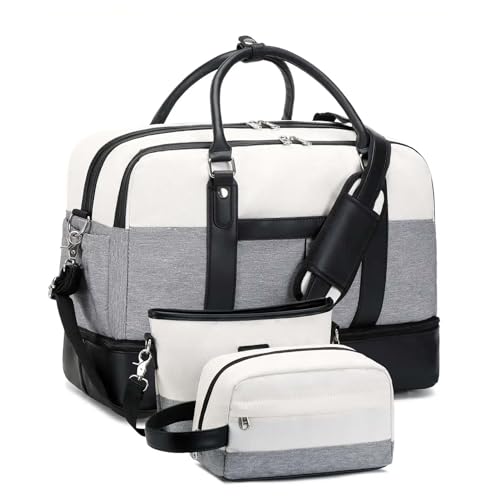 COLseller Reisetasche Damen Handgepäck Tasche Sporttasche Damen Herren mit Schuhfach Weekender Travel Bag für Kurze Reisen, Airline, Krankenhaus, Strand,Gray von COLseller