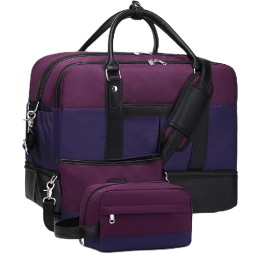 COLseller Reisetasche mit Handschlaufe Weekender Bag Damen Travel Bag Weekender Herren für Reisen, Urlaub Übernachtung, Krankenhaus, Camping Sporttasche Krankenhaustasche Weekendertasche,Purple von COLseller