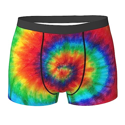 COMAAM Tie Dye Hippies Herren Boxershorts (Multi-Faceted) Herren Elastische Boxershorts Leggings Unterhosen, Schwarz, Large von COMAAM