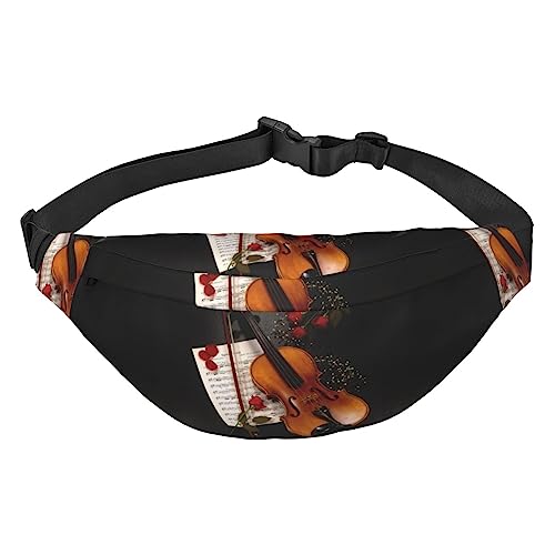 Fledermaus-Druck-Reise-Laufen-große Crossbody-Tasche für Männer und Frauen Sport Hüfttasche Umhängetasche, Noten für Violine, Einheitsgröße von COMAAM