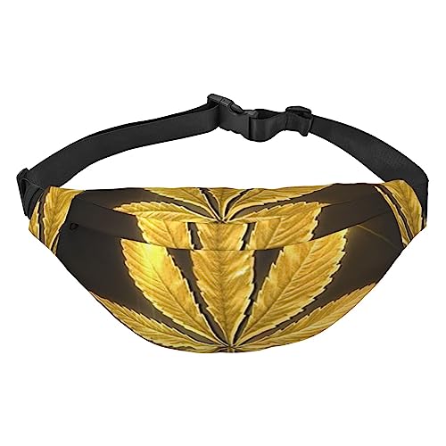 Golden Cannabis Reise Laufen Große Crossbody Tasche Herren Und Frauen Sport Taille Tasche Crossbody Tasche, Goldener Cannabis, Einheitsgröße von COMAAM