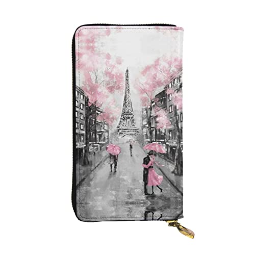 Hund Floral Leder Lange Handheld Brieftasche Frauen Brieftasche Für Kreditkarte Bargeld Münze Lagerung, Paris Street Tower Pink Floral, Einheitsgröße von COMAAM