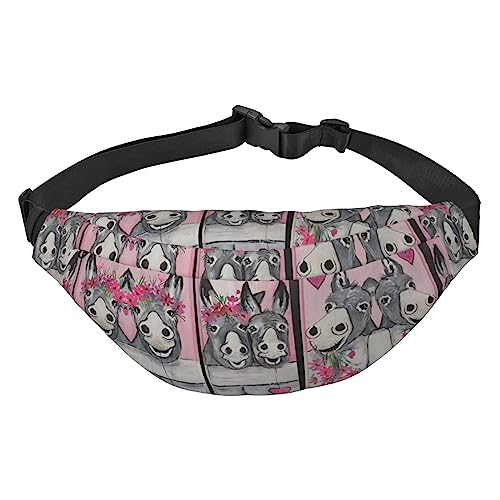 Nette Pommersche Reise Laufen Große Crossbody Tasche Männer Und Frauen Sport Taille Tasche Crossbody Tasche, Esel und Blume, Einheitsgröße von COMAAM