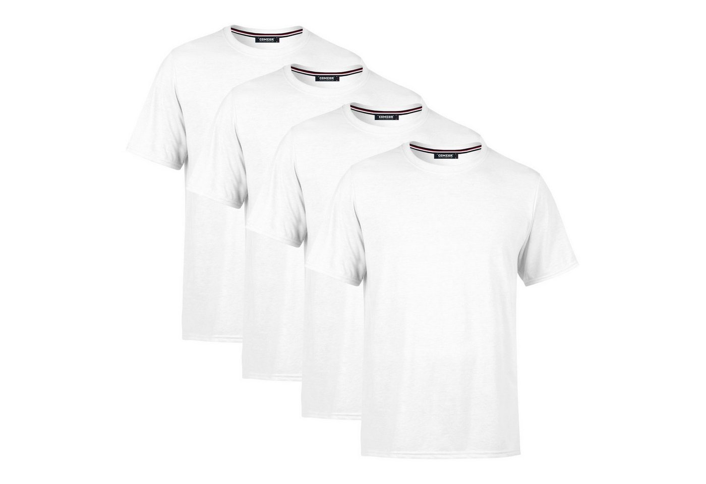 COMEOR T-Shirt Herren Basic T-Shirts Baumwolle (Packung, 4-tlg) mit gerader Ärmel Abschluss von COMEOR
