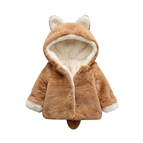 COMIOR Baby Plüsch Hoodie Kapuze Jacke Mantel aus Kunstpelz Toddlers Fleece Oberteile mit Cartoon Katzen Ohren Kinder Jungen Mädchen Tops Verdicken Winter Winddicht Wattierte Warme Coat Outwear von COMIOR