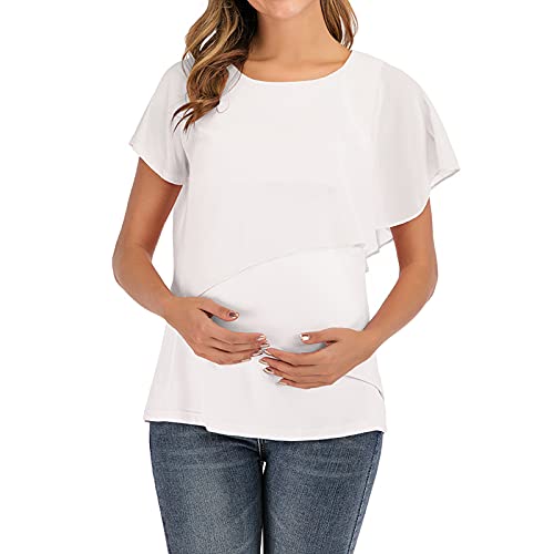 T-Shirt Umstandsmode Stilltop Stillbluse Schwanger Tops Umstands Oberteile Kurzarm Brust Rüschen Kreuz Mutterschaft Stillkleidung Umstandstops Umstandsbluse Umstandskleid T-Shirt Umstandsmode Stilltop Stillbluse Schwanger Tops Umstands Oberteile Kurzarm Brust Rüschen Kreuz Mutterschaft Stillkleidung Umstandstops Umstandsbluse Umstandskleid von COMIOR