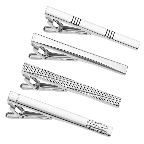 COMNICO 4 Stück Krawattennadel für Herren 5,8 cm Klassischer Krawattenklammer Set für Normale Krawatte Tie Clip Hochzeit Business Clips für Vatertagsgeschenke Geschäft von COMNICO