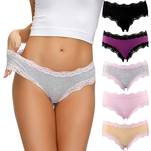 COMSOFT Unterwäsche Damen Baumwollhöschen Soft Stretchy Hipster Slips Sortiert 5er Pack (Mehrfarbig Briefs D, L) von COMSOFT