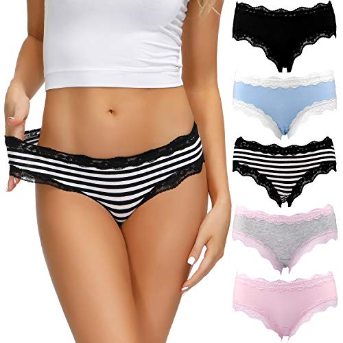 COMSOFT Unterwäsche Damen Baumwollhöschen Soft Stretchy Hipster Slips Sortiert 5er Pack (Mehrfarbig Briefs E, L) von COMSOFT