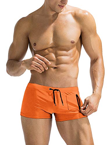 COOFANDY Herren-Badehose, Badehose, Badehose, Badehose, quadratisches Bein, Board-Shorts, S-3XL, 1 - Orange, L von COOFANDY