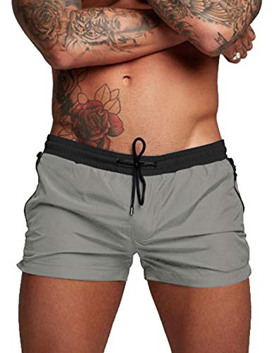 COOFANDY Herren Badehose Bademode Badeanzug Badeanzug Badeanzug Board Strand Sport Kurz, Grau / Schwarz, X-Large von COOFANDY