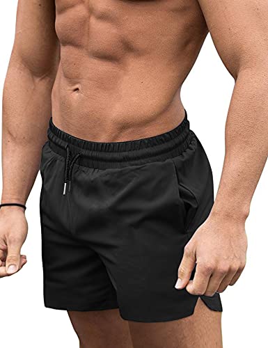 COOFANDY Herren Badehose Quick Dry Board Shorts Badeanzug Bademode Badeanzug, Schwarz, L von COOFANDY