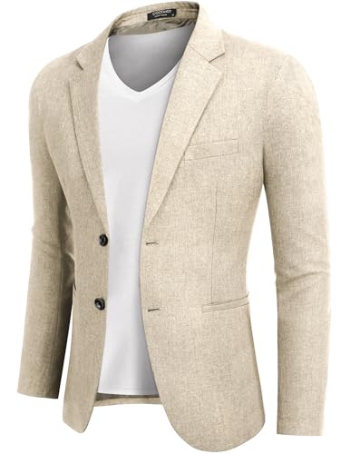 COOFANDY Herren Blazer Casual Slim Fit Sport Mäntel Zwei Knöpfe Leichte Anzugjacke, Hellkhaki, S von COOFANDY