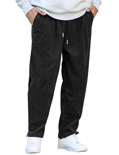 COOFANDY Herren Cordhose, elastische Taille, Kordelzug, Haremshose, modisch, locker, lässig, lange Hose mit 4 Taschen, Schwarz, XXL COOFANDY Herren Cordhose, elastische Taille, Kordelzug, Haremshose, modisch, locker, lässig, lange Hose mit 4 Taschen, Schwarz, XXL von COOFANDY
