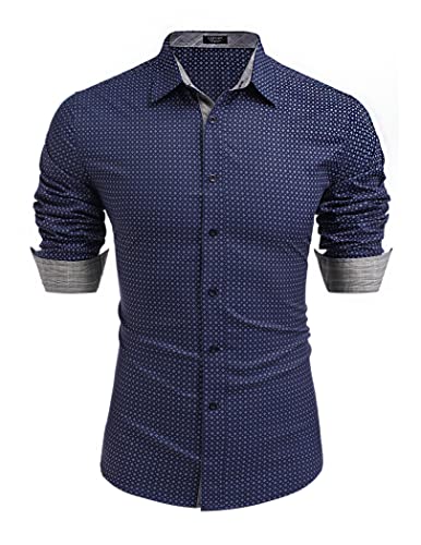 COOFANDY Herren Langarm Hemd Businesshemd Comfort Fit modische Herrenhemd Männer Kariertes Freizeithemd PAT6 S von COOFANDY