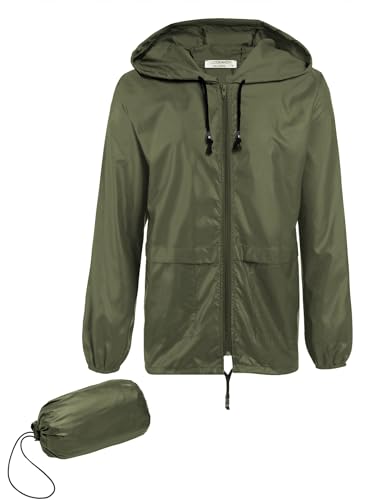 COOFANDY Herren Regenjacke Leicht Regen Jacke Faltbarer Outdoor Jacke Wasserdicht Regenmantel mit Kapuze Windbreaker Fahrrad Armee Grün L COOFANDY Herren Regenjacke Leicht Regen Jacke Faltbarer Outdoor Jacke Wasserdicht Regenmantel mit Kapuze Windbreaker Fahrrad Armee Grün L von COOFANDY