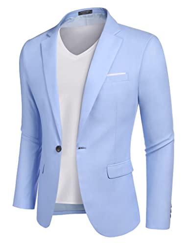 COOFANDY Herren Sakko Sportlich Freizeit Blazer Regular Fit Anzug Lässig, Azurblau, Gr. 3XL Azurblau 3XL von COOFANDY