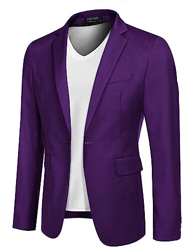 COOFANDY Herren Sakko Sportlich Freizeit Blazer Regular Fit Business Anzugjacke Anzug Lässig Modern Klassischer Jackett für Männer Lila XL von COOFANDY
