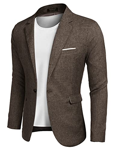 COOFANDY Herren Sakko Sportlich Modern Slim Fit Leinen Blazer Herren Business Hochzeit Sakkos Braun S COOFANDY Herren Sakko Sportlich Modern Slim Fit Leinen Blazer Herren Business Hochzeit Sakkos Braun S von COOFANDY